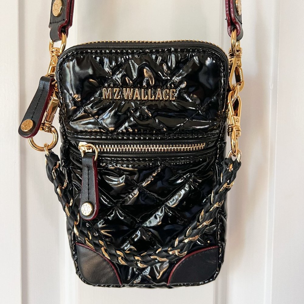 MZ Wallace Black Nylon Quilted Mini Crossbody Bag